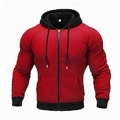 cheap Basic Hoodies-Men's Full Zip Hoodie Zip Up Hoodie Fuzzy Sherpa Fleece Hoodie Black Red Green Light Grey Dark Gray Hooded Plain Zip Up Zipper Pocket Sports &amp; Outdoor Daily Weekend Polyester Vintage Cool Casual Fall