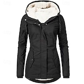 abordables Parka Décontractée-Femmes Manteau d&#039;Hiver Veste à Capuche Chaud Confortable Fermeture éclair Avec Poches Occasionnel Uni Extérieur Vacances Tenue quotidienne Week-end Régulier À capuche Coupe régulière manche longue