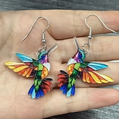 זול אספקת אירועים ומסיבות-עגילי יונק דבש צבעוניים, עגילי ציפור אקריליים דו-ממדיים, תכשיטי רטרו אופנתיים לנשים, עגילים אופנתיים חדשים לשנת 2024