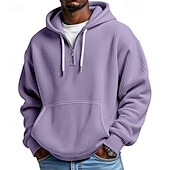 economico felpe con cappuccio da uomo di base-Per uomo Felpa con cappuccio Felpa con cappuccio a nido d&#039;ape Felpa con cappuccio e zip corta Aalbicocca Bianco Verde chiaro Verde militare Rosso Con Cappuccio Semplice Tasca a marsupio Testurizzato