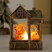 cheap Indoor Christmas Lights-1 Pc 12.2 * 8.9CM Christmas retro small house shaped LED electronic candle night light desktop Christmas style ornament light LR1130 * 3 battery