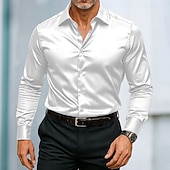 economico Camicie in raso da uomo-Per uomo Camicia Camicia in raso Camicia elegante Camicia casual Camicia con Bottoni Camicia da Ballo Semplice Formale Matrimonio Nero Bianco Vino Blu Manica Lunga Bavero Tutte le stagioni