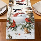 billiga julmattor och julmattor-Jul Linneduk Högtids Tecknad Jultomte  Snöflinga Tryck Duk Matbord Dekor Vardagsrum  Bänkskiva Festlig Dekoration