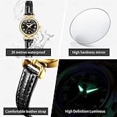 olcso Quartz órák-OLEVS 5645 új eredeti anyák napi ajándék nőknek kvarcóra klasszikus római skála hétköznapi óra bőr vízálló fénylő