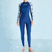 abordables Lycra de surf-Femmes Maillots de bain intégraux Combinaison Fine UPF50+ manche longue Maillot de Bain Fermeture Eclair Dorsale Natation Plongée Surf Plongée en apnée Patchwork Été Printemps Automne
