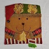 abordables Funda navideña-Fundas para sillas navideñas, nuevo Papá Noel de peluche &amp;Fundas de asiento de muñeco de nieve, fundas festivas para sillas de comedor, decoración del hogar de estilo europeo