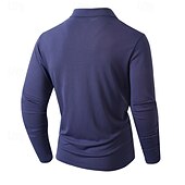 preiswerte Klassisches Poloshirt für Herren-Herren Golfshirt Golf Poloshirts Arbeit Lässig Revers Langarm Basic Modern Einfach Tasche Knöpfe Frühling Herbst Normale Passform Schwarz Weiß Marineblau Dunkelgrün Khaki Armeegrün Golfshirt