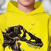 Недорогие Мальчиковые 3D Животные-Хэллоуин Мальчики 3D Динозавр Толстовка Длинный рукав Весна Осень Мода Уличный стиль Дети 4-12 лет Капюшон на открытом воздухе Повседневные Стандартный