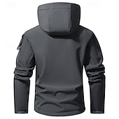 baratos jaqueta esportiva-Homens Casaco exterior Jaqueta Softshell Jaqueta de Trilha Férias Diário A Prova de Vento À Prova-de-Água Bolsos Outono Inverno Tecido Côr Camuflagem Moda Clássico Com Capuz Padrão Cinzento Verde