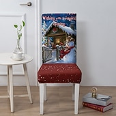 billiga Julskydd-1/2/4/6 st julstolsöverdrag till matsal, pallstolsöverdrag, geometriskt tryckta polyesteröverdrag, dekorativt stolsskydd för hemmet