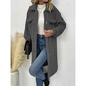 olcso Béléses fleece dzsekik-Női Télikabát Sherpa kabát Kényelmes Légáteresztő Zseb Gombok Alkalmi Sima Vakáció Utca Hétköznapi Hétköznapi viselet Egysoros Hosszú Térfogatcsökkenés Normál Hosszú ujj Felsőruházat Fekete Bor