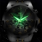 abordables Montres à quartz-la nouvelle montre d&#039;affaires pour hommes olevs, une montre multifonctionnelle avec un cadran numérique chronographe à phases de lune lumineuses, une montre à quartz décontractée et à la mode étanche