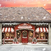 preiswerte Weihnachtliche Garagentorabdeckungen-Weihnachten Garagentorabdeckung Großes Hängendes Weihnachtsshop Geschenk Niedlich 3D Party Outdoor Urlaub Hintergründe aufnehmen Yard Wohndeko