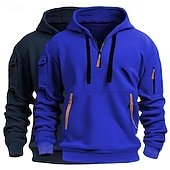 abordables Hoodie Tactique-Homme Sweat à capuche Sweat à capuche quart zippé Sweat à capuche tactique Kaki + Noir Gris clair + bleu Gris foncé + Noir Blanc + Gris clair Vin+Noir À capuche Uni Fermeture éclair Sport &amp; Loisir
