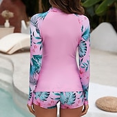 Χαμηλού Κόστους Rash Guards One Pieces-Γυναικεία Προστατευτικά Εφαρμοστή στολή κατάδυσης Μαγιό 2 τεμαχίων με σορτς Άνθινο UPF50+ Γρήγορο Στέγνωμα Υψηλή Ελαστικότητα Μακρυμάνικο Μαγιό Σέρφινγκ Καταδύσεις Ψαροντούφεκο Καλοκαίρι