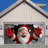 cheap Christmas Garage Door Covers-Christmas Tapestry Garage Door Cover Large Hanging Backdrop Santa Claus Cute 3D Party Outdoor Holiday Shooting Backgrounds Yard Home Decor