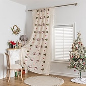 billiga Julkök-Julbroderade utskurna gardiner, julgardiner för vardagsrum och sovrum, färdiga i europeisk-amerikansk stil