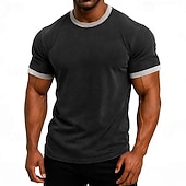 ieftine tricouri de bază-SoftFade™ T-Shirt pentru Bărbați T-Shirt Top Mâneci Scurte Mâneci Scurte Guler Rotund Guler în V Vară Culoare Solidă Vintage Culoare Bloc Cămașă Făcută Spălată Casual Vacanță Stradă Verde Închis Maro
