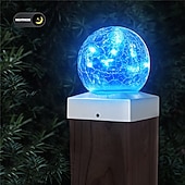 abordables Luces de suelo-1 lámpara LED solar para jardín exterior, decorativa, de ambiente, para paisaje, faro delantero, bola de cristal agrietada, luz LED