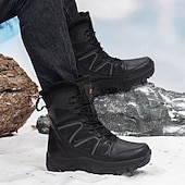economico Stivali invernali e neve-stivali da neve invernali alti impermeabili da uomo con fodera in pelliccia, suola in gomma antiscivolo, calzature da trekking isolate per climi estremamente freddi, trekking e avventure in montagna