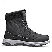 baratos Inverno e botas de neve-Botas de neve masculinas acolchoadas à prova d'água com gola de pele, calçados casuais quentes para caminhada ao ar livre no inverno