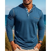 abordables Hauts-Homme Chemise décontractée T-shirt à capuche manche longue À capuche Top Extérieur Respirant Coton Noir Bleu Vert Tennis Le golf Course