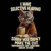  T-Shirt Grafica per Uomini Divertente Citazione Sarcastica del Gatto 'Ascolto Selettivo' Maniche Corte. Ottima per Umorismo di Stile di Vita e Atteggiamento.