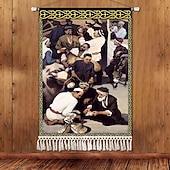 billiga Gobelänger-Skönhet Uyghur etnisk stil väggtapet konstnärlig bakgrundsdekoration boho hängande konst för sovrum vardagsrum eller café