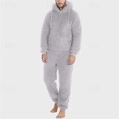 economico Pigiami-Per uomo Abbigliamento da Casa Bodysuit Pigiami 1 Pezzo Semplice Caldo Moda Elegante Casa Quotidiano Da letto Sherpa Poliestere Calore Termico Comodità Morbido Felpa con Cappuccio Manica Lunga