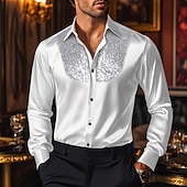 economico Camicie in raso da uomo-Per uomo Camicia in raso Camicia elegante Camicia casual Camicia con Bottoni Camicia da Ballo Camicia da discoteca Semplice Formale Matrimonio Nero Bianco Rosso Blu Manica Lunga Bavero Primavera