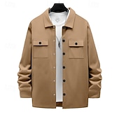 economico Giubbotti Casual-Per uomo Giacca Leggera Giacca Cargo Giacca Casual Vacanza Quotidiano Caldo Tasca Primavera Autunno Semplice Moda Classico Bavero Regolare Nero Rosso Cachi Grigio chiaro Grigio scuro Giacca
