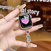 baratos Pulseiras de Apple Watch-Pulseira de joias Compatível com Pulseira Apple Watch 38mm 40mm 41mm 42mm 44mm 45mm 49mm Feminino Purpurina Cristal Com Strass pulseira de substituição para iwatch Ultra 2 Series 9 8 7 SE 6 5 4 3 2 1