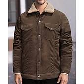 economico Giubbotti Casual-Per uomo Giacca Invernale Giacca in Velluto a Coste Giacca in Pile Giacca Casual Vacanza Quotidiano Calore Termico Tasca Pile Inverno Semplice Moda Streetwear Bavero Regolare Nero Verde chiaro Blu