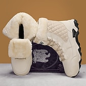 baratos Inverno e botas de neve-Botas de neve masculinas acolchoadas à prova d'água com gola de pele, calçados casuais quentes para caminhada ao ar livre no inverno