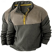 economico T-shirt in maglia waffle-Per uomo Camicia a nido d&#039;ape Maglietta Maglia Mezza Zip Camicia a Maniche Lunghe Manica Lunga Zip a un quarto Autunno Primavera &amp; Autunno Blocco di colori Moda Designer Essenziale Patchwork 2 Pezzi