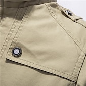 abordables Chaquetas Cargo-Hombre Chaqueta utilitaria Chaqueta tipo cargo Vacaciones Diario Resistencia al desgaste Bolsillo Otoño Invierno Plano Moda Clásico Escote Chino Regular Negro Rojo Caqui Verde Ejército Azul Oscuro