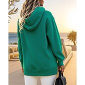 economico Felpa &amp; Sweatshirt-Per donna Felpa con cappuccio Felpa pullover Manica Lunga Top Athleisure Autunno Tinta unita Con tasche cascante Extra large All&#039;aperto Viaggio Vacanze abbigliamento sportivo Abbigliamento sportivo