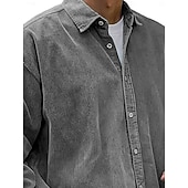 tanie męskie koszule casual-Męskie Koszula Codzienna koszula Koszula sztruksowa Zapinana na guziki koszula Czarny Biały Granatowy Niebieski Fioletowy Długi rękaw Wieczorne Na zewnątrz Ulica Odzież Zabytkowe Codzienny