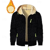 voordelige Fleecehoodie-Voor heren Trui met capuchon Hoodie met volledige rits Sherpa Fleece Hoodie Spijkerbroekblauw Zwart Marineblauw Donkergrijs Capuchon Effen Lapwerk Sport &amp; Outdoor Dagelijks Feestdagen Polyester