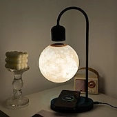 cheap Household Appliances-Magnetic Levitation Moon Lamp Desktop Lamp 15W Wireless Phone Charger 3-Color Adjustable 3D Touch-Sensitive Moonlight Ambient Night Light