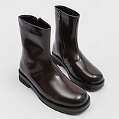 preiswerte Kleiderstiefel-Herrenstiefeletten aus braunem Kunstleder – klassische Reißverschlussstiefel für den Winter, das Business und formelle Anlässe