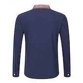 preiswerte Herrenhemd zum Knöpfen-Herren Hemd Sommerhemd Freizeithemd Strandhemd Knopfhemd Schwarz Weiß Marineblau Kaki Leicht Blau Langarm Argyle Revers Urlaub Hawaiianisch Patchwork Bekleidung Leinen Mode Lässig Bequem