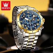 cheap Quartz Watches-The New Olevs Men&#039;S Steel Band Business Watch Moon Phase Luminous Calendar Chronograph 24-Hour Indication Quartz Watch Is A Fashionable Casual And Versatile Waterproof Sports Wristwatch