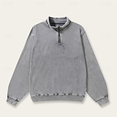 economico felpe con cappuccio da uomo di base-Per uomo Maglia Felpa con zip corta Nero Verde militare Verde scuro Grigio Mezza zip Semplice Sport &amp; Outdoor Quotidiano Ferie Cotone Streetwear Essenziale Casual Primavera Autunno Abbigliamento