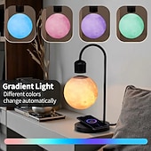 cheap Household Appliances-Magnetic Levitation Moon Lamp Desktop Lamp 15W Wireless Phone Charger 3-Color Adjustable 3D Touch-Sensitive Moonlight Ambient Night Light