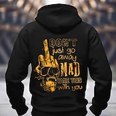 Χαμηλού Κόστους ανδρικά 3d hoodies-Ανδρικό Hoodie Τολμηρό "Δεν φεύγω απλά θυμωμένος πάρε αυτό μαζί σου" Σλόγκαν Γραφικό με εκτύπωση κρανίου με μεσαίο δάχτυλο Μακρυμάνικο
