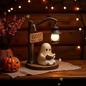 economico Halloween al chiuso-Simpatica lanterna da lettura a forma di fantasma - lampada da lettura a forma di fantasma di Halloween in resina 3D con luce calda a LED, lampada da lettura a forma di fantasma, lampada decorativa da