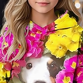 abordables Animaux 3D de Fille-Fille 3D Fleuri Chien Sweat à Capuche manche longue Automne Hiver Mode Adorable Basique Enfants 4-12 ans À capuche Extérieur Occasionnel Quotidien Coupe régulière