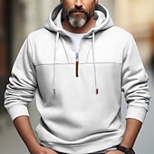 tanie podstawowe bluzy męskie-Męskie Bluza z Kapturem Bluza z kapturem na zamek błyskawiczny Czarny Biały Wino Granatowy Khaki Kaptur Równina Quarter Zip Sport i turystyka Codzienny Święto Poliester Moda miejska Podstawowy