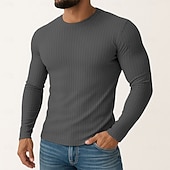herr t-shirt med smal passform ribbad stickad t-shirt långärmad rund hals vår höst alla årstider enfärgad texturerad stickning modedesigner grundläggande stickning semester gata casual svart vit blå billiga Ribbstickad T-shirt-herr t-shirt med smal passform ribbad stickad t-shirt långärmad rund hals vår höst alla årstider enfärgad texturerad stickning modedesigner grundläggande stickning semester gata casual svart vit blå